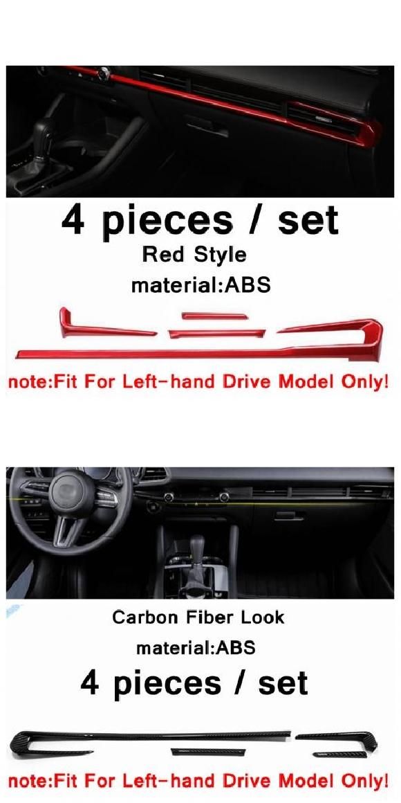 自動車 インテリア モールディング セントラル コントロール ダッシュボード 装飾 ストリップ エア AC 吹き出し口 カバー トリム 左ハンドル用 適用: MAZDA3 2019-2022 レッド・カーボン調 AL-PP-4351 AL
