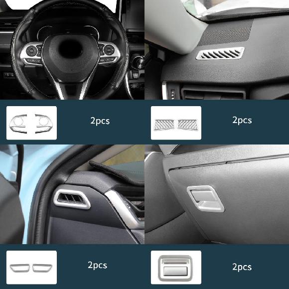 AL シルバー 適用: トヨタ RAV4 2020-2021 シルバー マット インテリア ギア 通気口 タイプ14〜タイプ18 AL-PP-4783