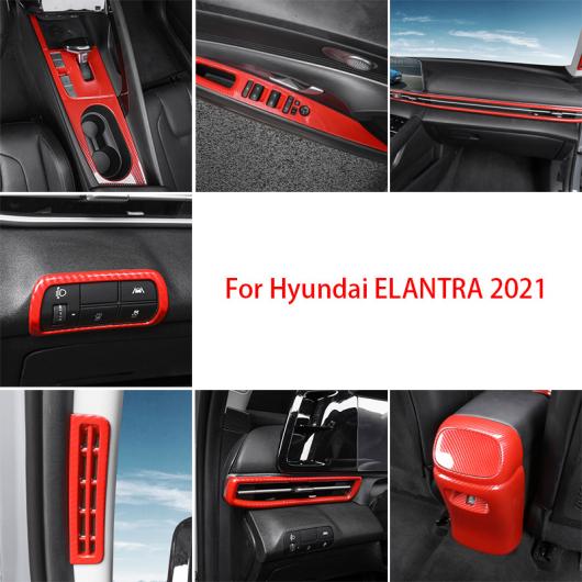 AL レッド ブラック カーボンファイバー パターン 適用: ヒュンダイ/現代/HYUNDAI エラントラ 2021 セントラル コントロール タイプ5〜タイプ13 AL-PP-4967_3