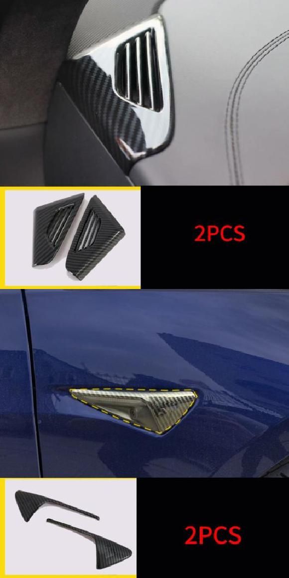 カーボン パターン 適用: テスラ/TESLA モデル X 2014-2019 ウインドウ パネル エア コンディション 通気口 装飾 フレーム タイプ4 AL-PP-5030 AL 4ピース 適用: モデル 3 センター コンソール パネル ステッカー
