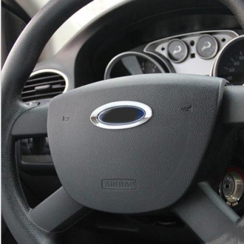 1ピース 適用: フォード/FORD フォーカス 2012 ステアリング ホイール ロゴ 装飾 リング ロゴなしメッキ ステッカー 装飾 フレーム ステッカー AL-PP-5102 AL