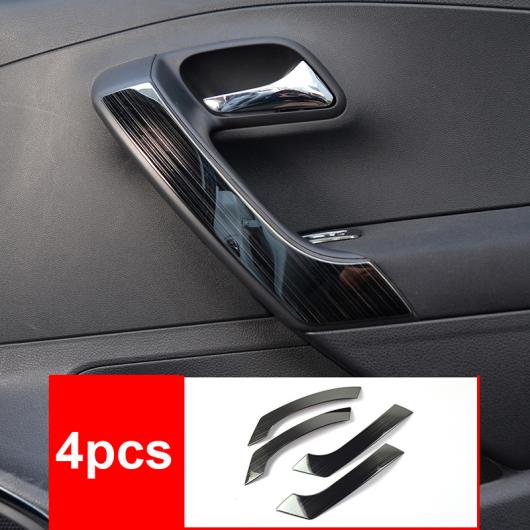 4ピース 適用: VW ポロ 2011-2017 ドア アームレスト 装飾 ブラック ステンレス スチール AL-PP-6650 AL