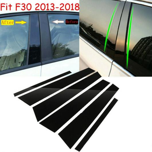 AL 6ピース 適用: BMW 3シリーズ F30 2013-2018 ピラー ポスト カバー トリム 光沢ブラック ドア ウインドウ ピラー ポスト カバー モールディング AL-PP-7112_2