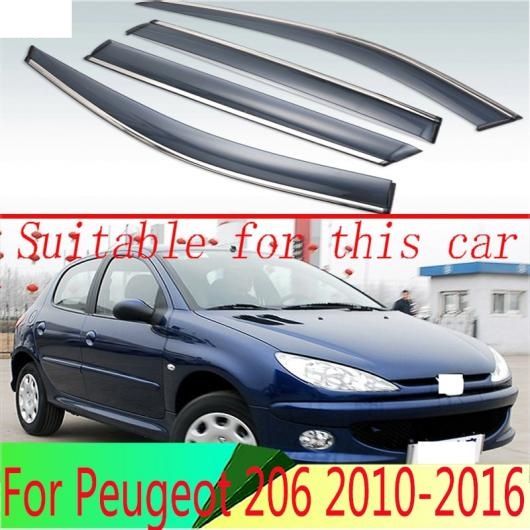 適用: プジョー/PEUGEOT 206 2010-2016 プラスチック エクステリア バイザー 吹き出し口 シェード ウインドウ サン レイン ガード デフレクター 4ピース AL-QQ-3748 AL