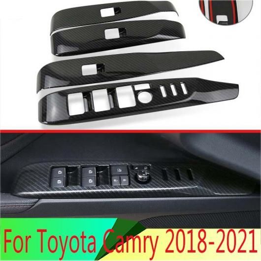 適用: トヨタ カムリ 2018-2021 装飾 カーボンファイバー調 ドア ウインドウ アームレスト カバー スイッチ パネル トリム モールディング ガーニッシュ AL-QQ-3969 AL