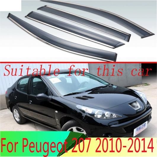 適用: プジョー/PEUGEOT 207 2010 2011 2012 2013 2014 プラスチック エクステリア バイザー 吹き出し口 シェード ウインドウ サン レイン ガード デフレクター 4ピース AL-QQ-3971 AL