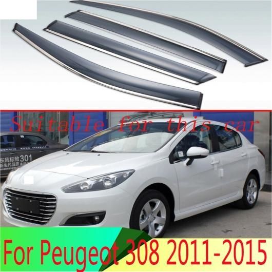 適用: プジョー/PEUGEOT 308 2011 2012 2013 2014 2015 プラスチック エクステリア バイザー 吹き出し口 シェード ウインドウ サン レイン ガード デフレクター 4ピース AL-QQ-4018 AL