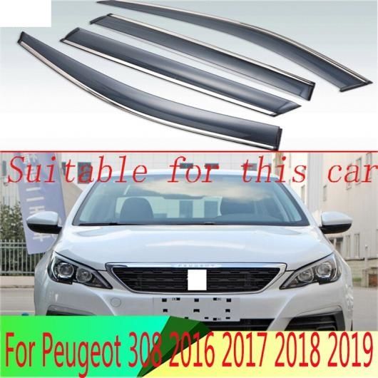 適用: プジョー/PEUGEOT 308 2016 2017 2018 2019 プラスチック エクステリア バイザー 吹き出し口 シェード ウインドウ サン レイン ガード デフレクター 4ピース AL-QQ-4039 AL