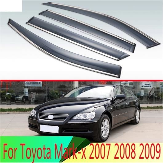適用: トヨタ マーク-X 2007 2008 2009 プラスチック エクステリア バイザー 吹き出し口 シェード ウインドウ サン レイン ガード デフレクター 4ピース AL-QQ-4074 AL