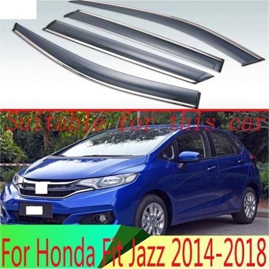 適用: ホンダ フィット ジャズ 2014 2015 2016 2017 2018 プラスチック エクステリア バイザー 吹き出し口 シェード ウインドウ サン レイン ガード デフレクター 4ピース AL-QQ-4220 AL