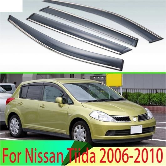 適用: 日産 ティーダ 2006-2010 1代目 C11 プラスチック エクステリア バイザー 吹き出し口 シェード ウインドウ サン レイン ガード デフレクター 4ピース AL-QQ-4487 AL