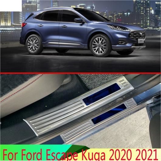 適用: フォード/FORD エスケープ クーガ 2020 2021 ステンレス スチール インナー インサイド ドア シル パネル スカッフ プレート キック ステップ トリム カバー AL-QQ-5053 AL