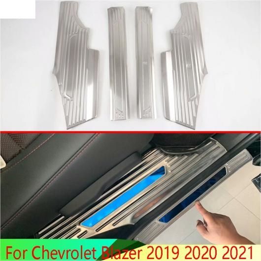 適用: シボレー/CHEVROLET ブレイザー 2019-2021 ステンレス スチール インナー アウトサイド ドア シル パネル スカッフ プレート キック ステップ トリム カバー プロテクター AL-QQ-5136 AL