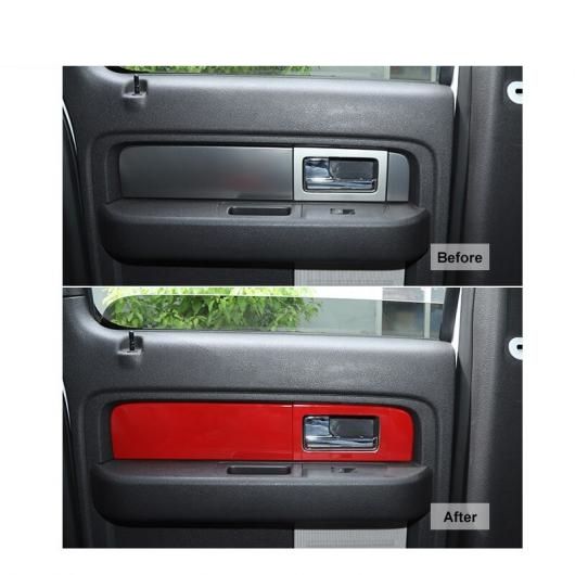 インテリア アクセサリー 適用: フォード/FORD F150 インナー ドア アームレスト パネル 装飾 カバー ステッカー フォード/FORD F150 ラプター 2009-2014 レッド AL-RR-2196 AL_3