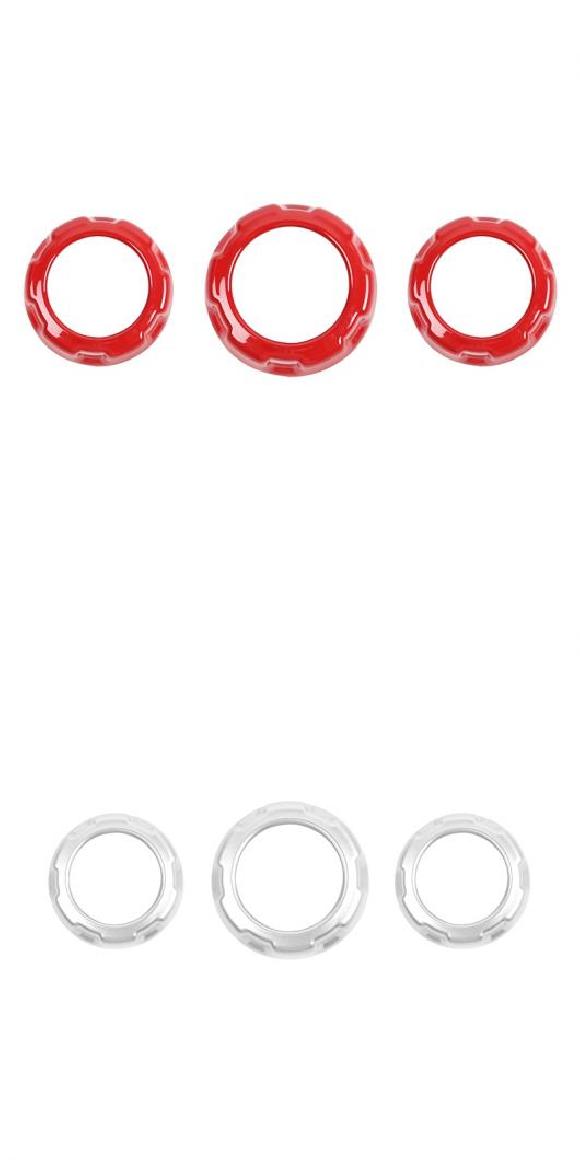 インテリア アクセサリー 適用: ダッジ チャージャー オーディオ エアコン スイッチ ノブ 装飾 リング カバー ダッジ/DODGE チャレンジャー 2015〜 レッド・シルバー AL-RR-2220 AL