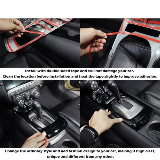 ABS カーボンファイバー調 ギア シフト 装飾 カバー トリム ステッカー キット 適用: シボレー/CHEVROLET カマロ 2010-2015 インテリア の通販は