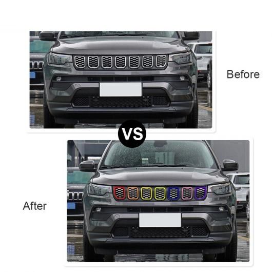 レーシング グリル ABS フロント グリル カバー 装飾 ステッカー 適用: ジープ/JEEP コンパス 2021 2022 レッド・マルチカラー AL-RR-2581 AL