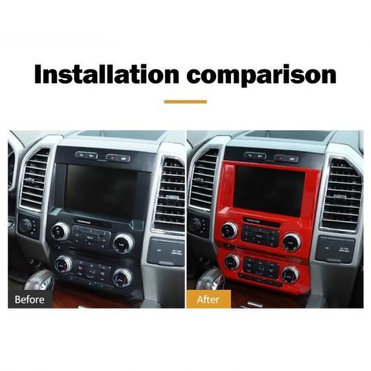 ABS セントラル コントロール ナビゲーション パネル 装飾 カバー トリム アクセサリー 適用: フォード/FORD F150 2015 2016 2017 2018 2019 2020 ブラックカーボン〜木目調 AL-RR-2596 AL_2