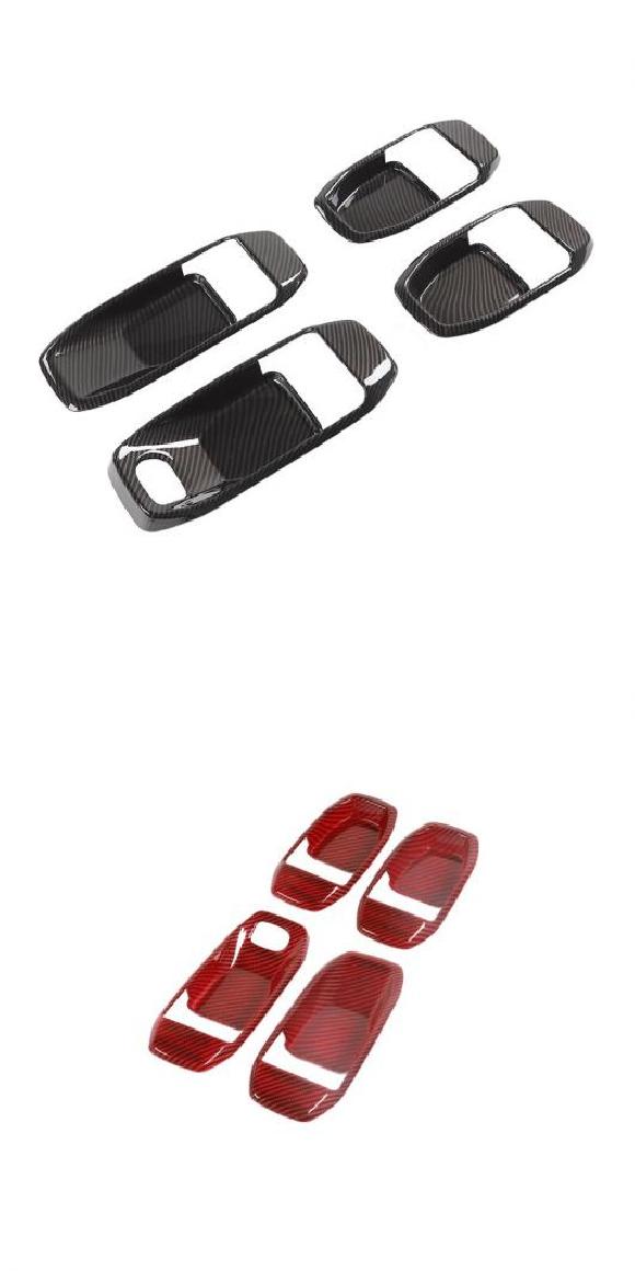 インテリア アクセサリー 適用: ジープ/JEEP グラディエーター JT インナー ドア ハンドル ボウル インテリア カバー 4ドア カーボンファイバー・4ドア レッド カーボン AL-RR-2853 AL