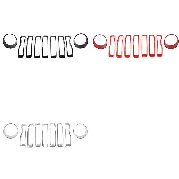 ABS エクステリア フロント ヘッドライト ランプ レーシング フロント グリル 装飾 トリム カバー ステッカー 適用: ジープ/JEEP ブラック 1セット〜シルバー 1セット AL-RR-2890 AL