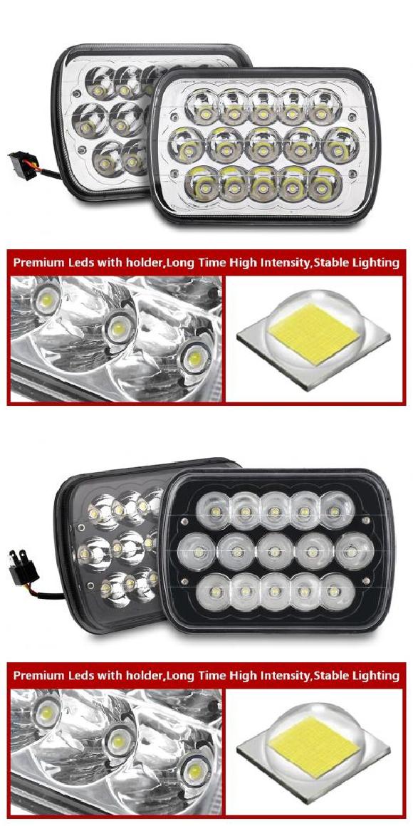 2021 6X7 インチ 長方形 LED ヘッドライト 適用: ジープ/JEEP ラングラー YJ チェロキー/CHEROKEE XJ トヨタ ピックアップトラック 4X4 シルバー 2ピース・ブラック 2ピース AL-RR-5830 AL
