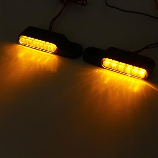 AL 1ペア ミニ オートバイ インジケータ LED ターンシグナルライト ハンドルバー アンバー シグナル ランプ ウインカー ブラック・ホワイト AL-RR-6296