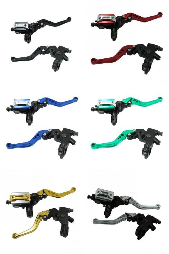 1ペア 7/8 インチ 22mm ユニバーサル オートバイ ブレーキ クラッチ マスター シリンダー レバー ケーブル クラッチ リザーバー 適用: スクーター スポーツ ダートバイク ブラック〜シルバー AL-RR-6415 AL