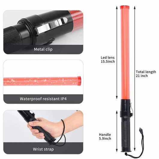 4パック 21インチ シグナル トラフィック セーフティー LED ライト トラフィック ワンド 適用:パーキング ガイド AL-SS-2819 AL_5