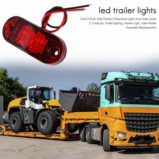 5ピース レッド LED 2.5インチ 2 ダイオード ライト オーバル クリアランス トレーラー トラック サイド マーカー ランプ AL-SS-2854 AL 6,097円