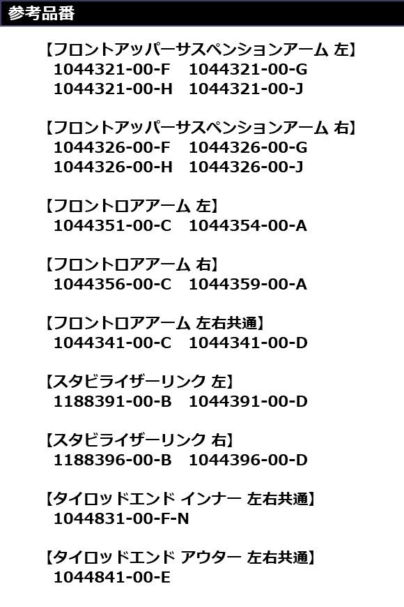 コントロールアームセット テスラ モデル3 2017年〜 フロント用 入数：1セット(12個) AP-4T3165_2