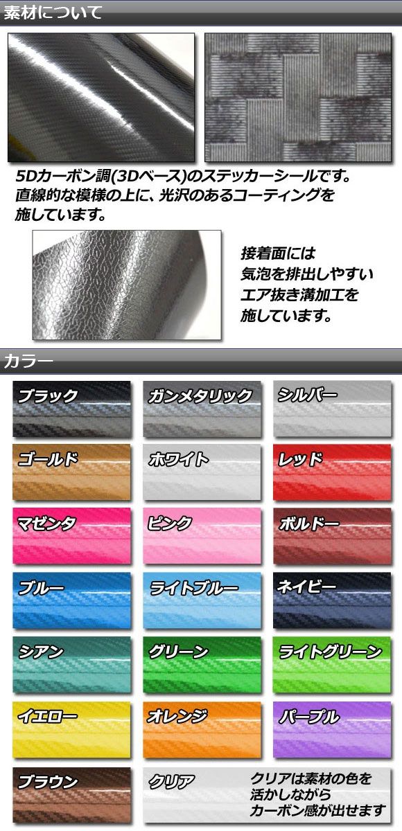 カーステッカー レクサス LBX MAYH10,MAYH15 2023年12月〜 5Dカーボン調(3Dベース) ピラー 外装 選べる20カラー 入数：1セット(14枚) AP-PF25TH0151_1