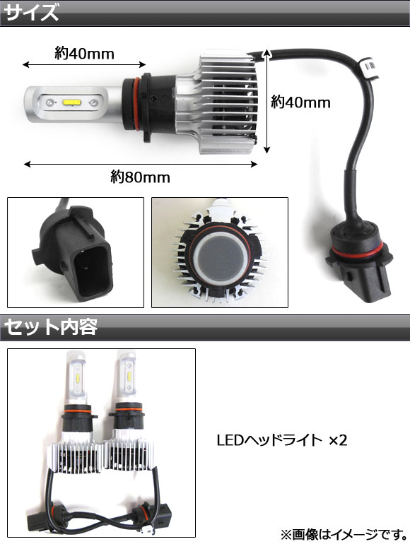 オールインワン LEDヘッドライト P13W 36W 入数：1セット(左右) AP-LEDHEAD-G-P13W_2