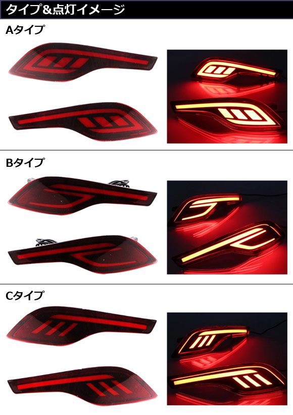 LEDリフレクター ホンダ CR-V RW1/RW2/RT5/RT6 ハイブリッド可 2018年08月〜2022年12月 レッド Cタイプ 2段階点灯 入数：1セット(左右) AP-RF300-C_2
