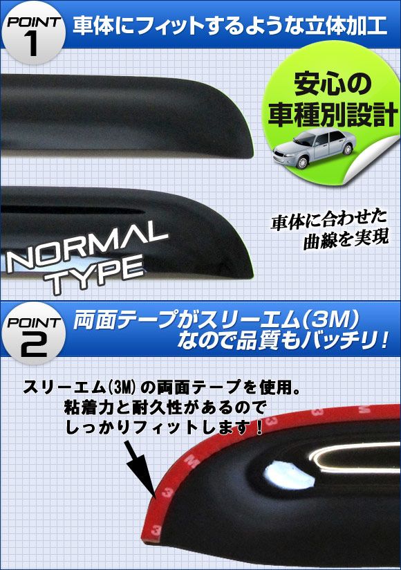 側面バイザー メルセデス・ベンツ W163 ML位置付け AL19/AM20/AM25/AM28/AV22/AV25/AV30/AY20 1997年〜2005年 AP-SVT-MB05 入数：1仕かける(4枚)