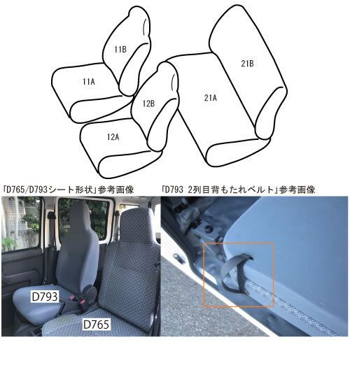 ベレッツァ セレクションEX シートカバー トヨタ スバル ダイハツ ピクシスバン サンバーバン ハイゼットカーゴ 321系 331系 ステッチ変更 選べる6カラー D793_9