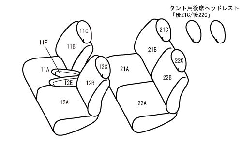 ベレッツァ カジュアル シートカバー ダイハツ タント タントカスタム LA650S LA660S 2019年07月〜2020年11月 ベースカラー D856_8