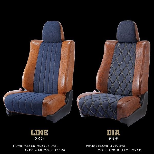 ベレッツァ ヴィンテージデニム シートカバー トヨタ カローラツーリング MZEA17W NRE210W ZRE212W ダイア 選べる7カラー 選べる2生地カラー T073_3