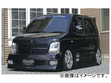 バタフライシステム ワゴンR MH23 フロントバンパースポイラー グリル一体式 未塗装 黒死蝶 セカンドインパクト 個人宅発送追金有 特 バタフライシステム Second Impact MH23 ワゴンR スティングレー