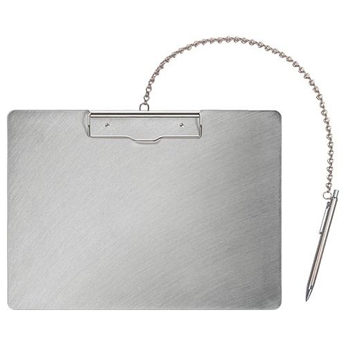 エヌケイ ステンレス用箋挟 A4 横型 チェーン＋ペン付き SC-A4S-P(30583)の通販は