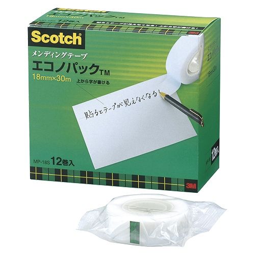 スリーエム(3M) スコッチ メンディングテープ エコノパック 18mm×30m 入数：1パック(12巻入) MP-18S(67769)