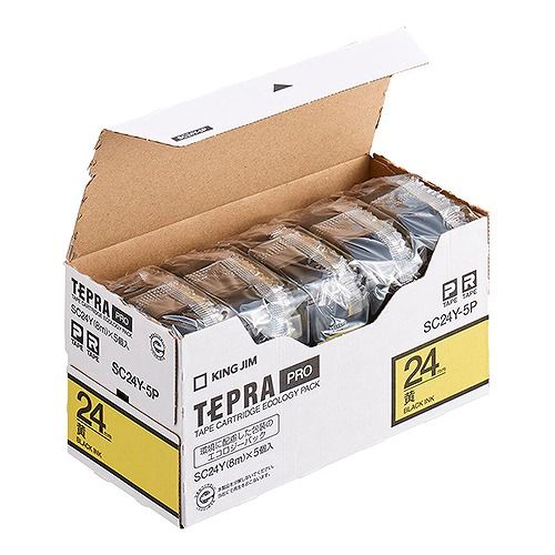 キングジム(Kingjim) テプラPRO テープカートリッジ 黄 入数：1箱(5個) SC24Y-5P(60241)