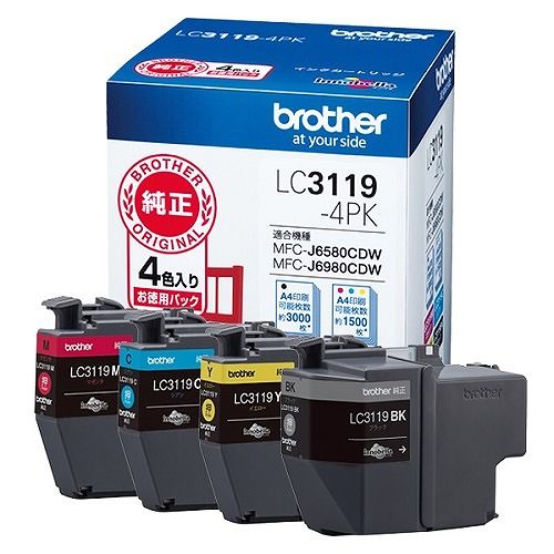 ブラザー工業 インクカートリッジ 4色パック LC3119-4PK(36943)