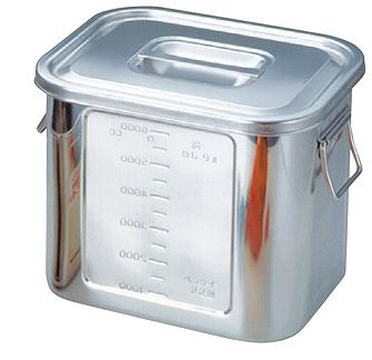 YUKIWA(三宝) UK 18-8(ステンレス) 角型 キッチンポット 39cm 手付 59L