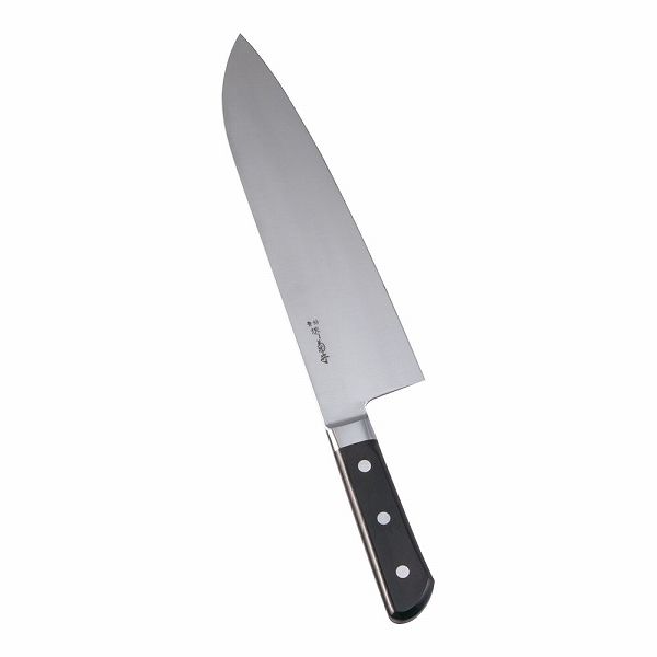 河村刃物 日本鋼 巾広厚口牛刀 27cm 両刃 口金付 AKK9001