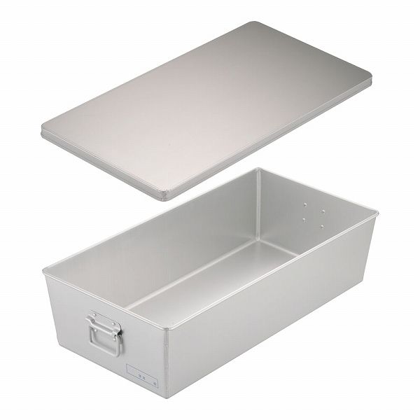 オオイ金属 アルマイト 給食用パン箱 浅型 60人用 蓋付 260(APV16)