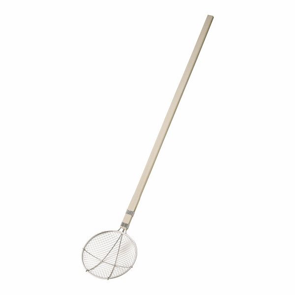スリースノー ステンレス木柄 給食用すくい網 丸型 24cm 極荒目 ASK5901