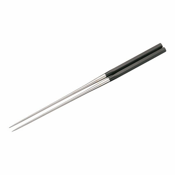 金口製作所 本焼ステンレス黒合板 六角柄盛箸 180mm 2118(BML1605)