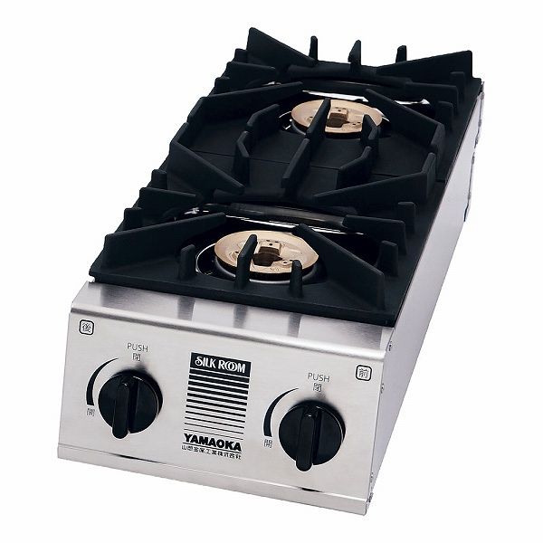 ①山岡金属 LPガス 卓上2口コンロ SK-55G ？200×510×150 ②山岡金属 LPガス 卓上2口コンロ SK-55G ？200×510×150