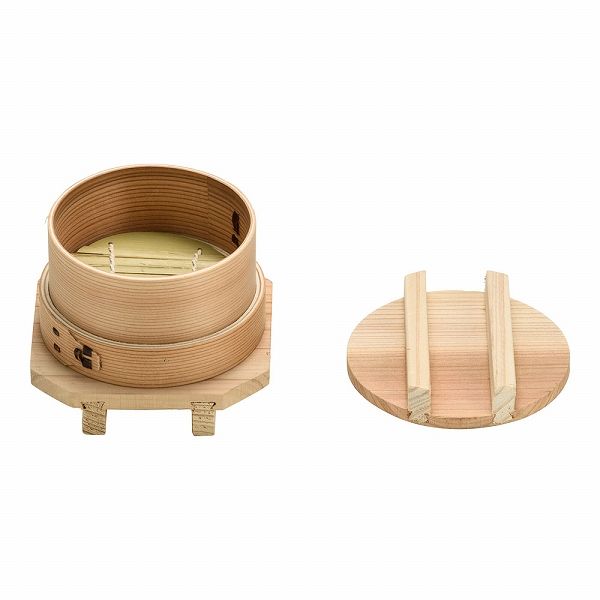 和ッパセイロセット 10cm 杉製 蓋・すだれ・台付 QSI4601