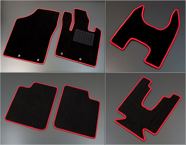 ジーベース/G'BASE プロテクションフロアマット スズキ アルト/RS/ワークス HA36S CVT/5AGS車専用 ブラック×レッド フック付 入数：1台分(6枚) GFM-007